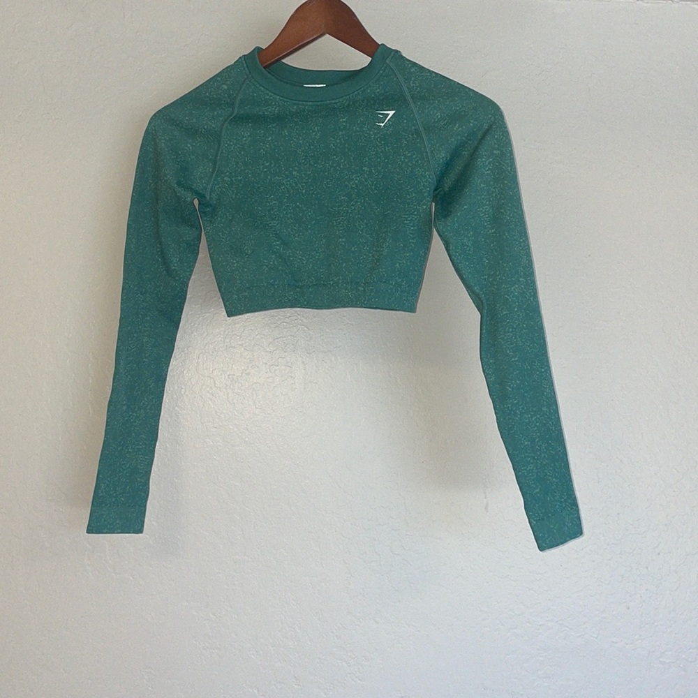 Teal Cropped Gymshark Long Sleeve